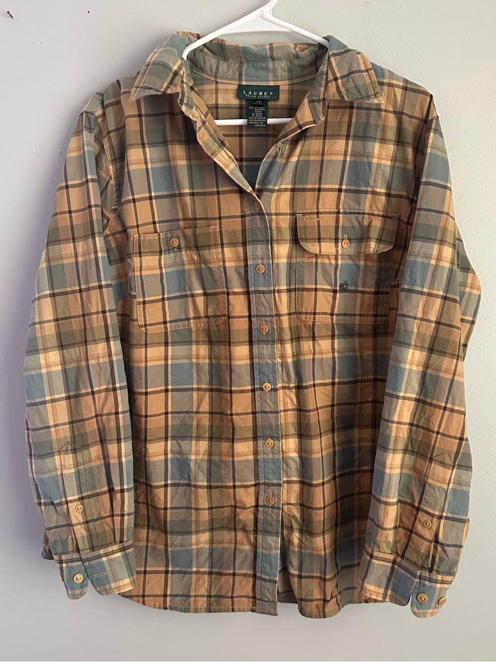 1x Lauren by Ralph Lauren Plaid Button Down Front Shirt Womens Size 1XL fall